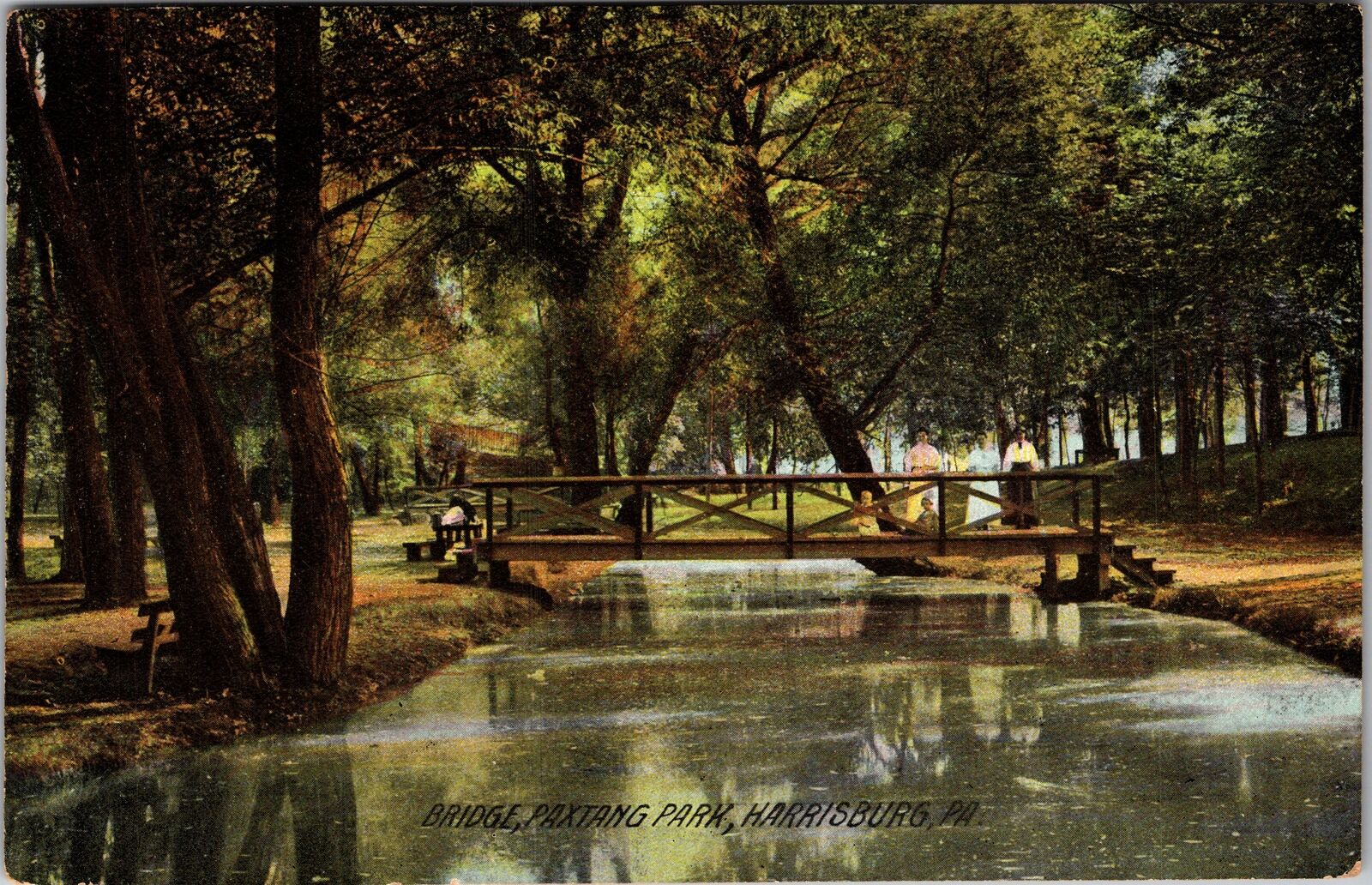 Harrisburg PA-Pennsylvania, Bridge, Paxtang Park Vintage Souvenir Postcard
