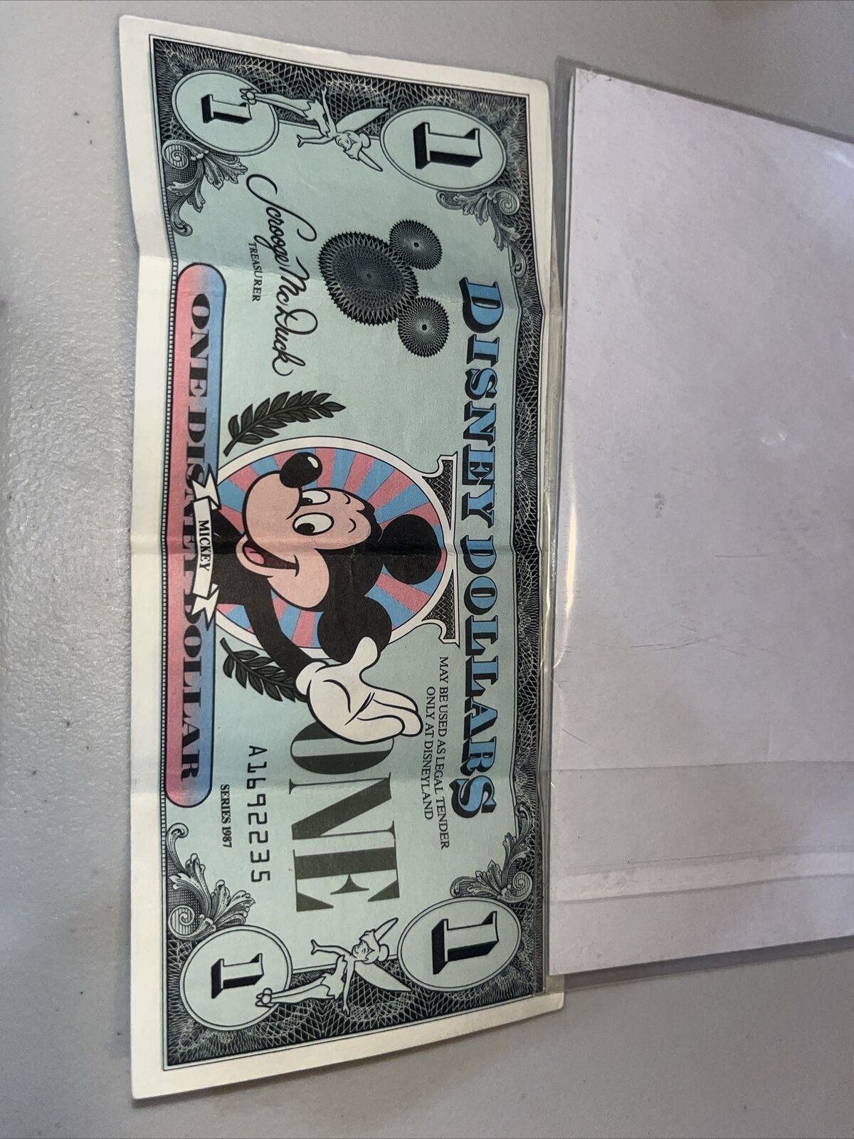 Disney Dollars x1 Mickey Mouse $1 One Dollar Bill 1987 A 1692235