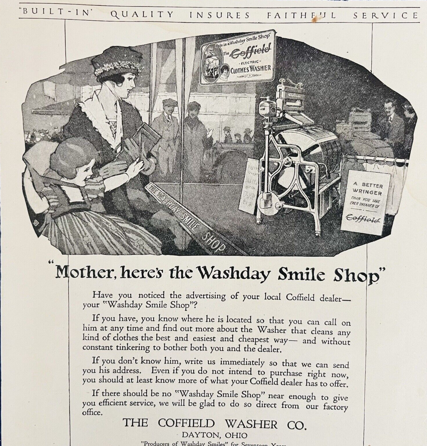 Vintage Ad 1921 Ephemera Coffields Washer Company Canada