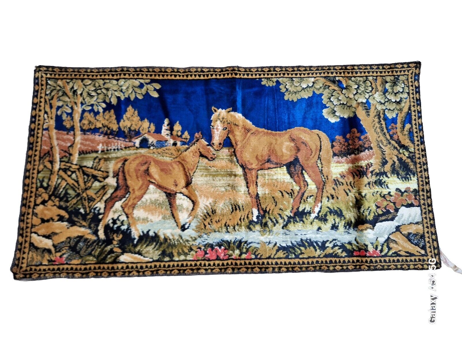 Vintage Tapestry Mare and Filly Horses Field 40.50\