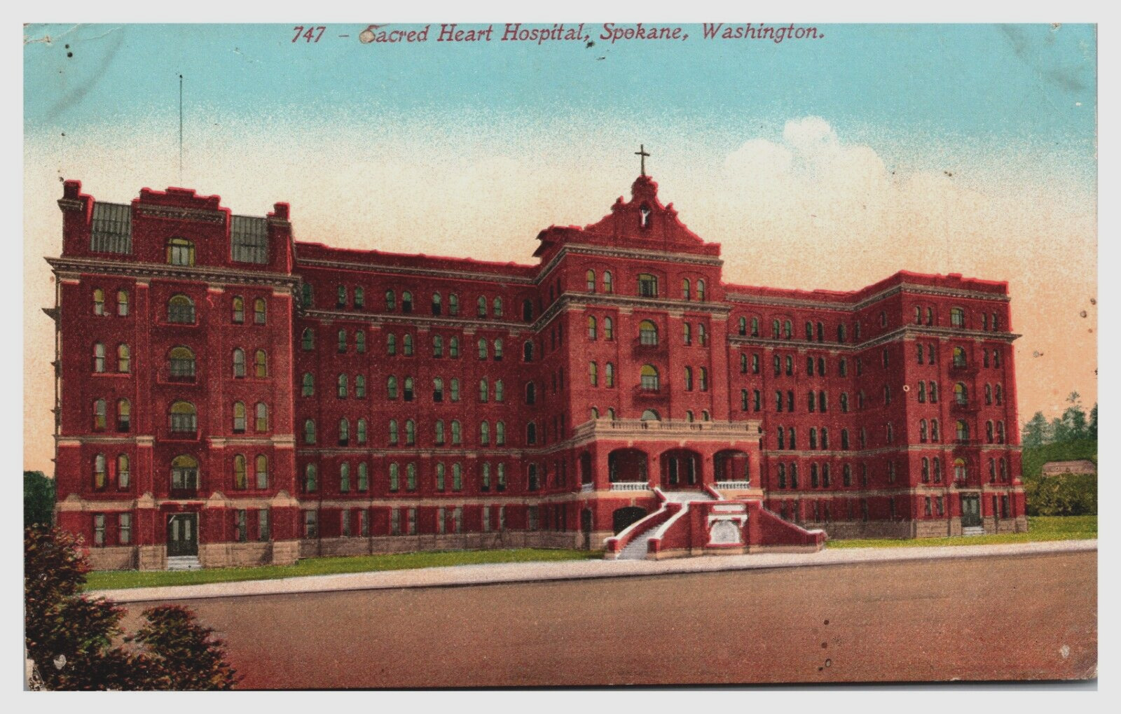 Sacred Heart Hospital Spokane Washington WA street view  Postcard