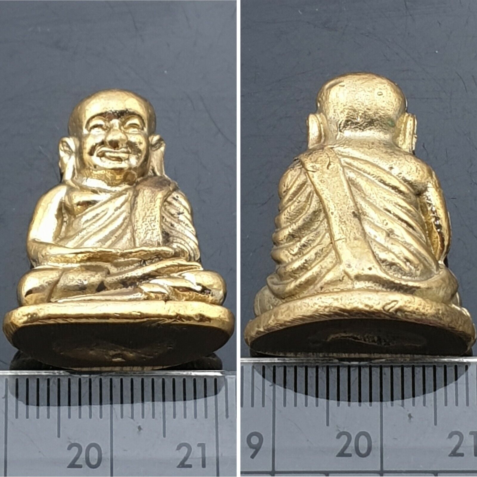 BRASS LP NGERN THAI FAMOUS POWERFUL BUDDHA AMULET SIAM LUCKY RICH WEALTH Statue