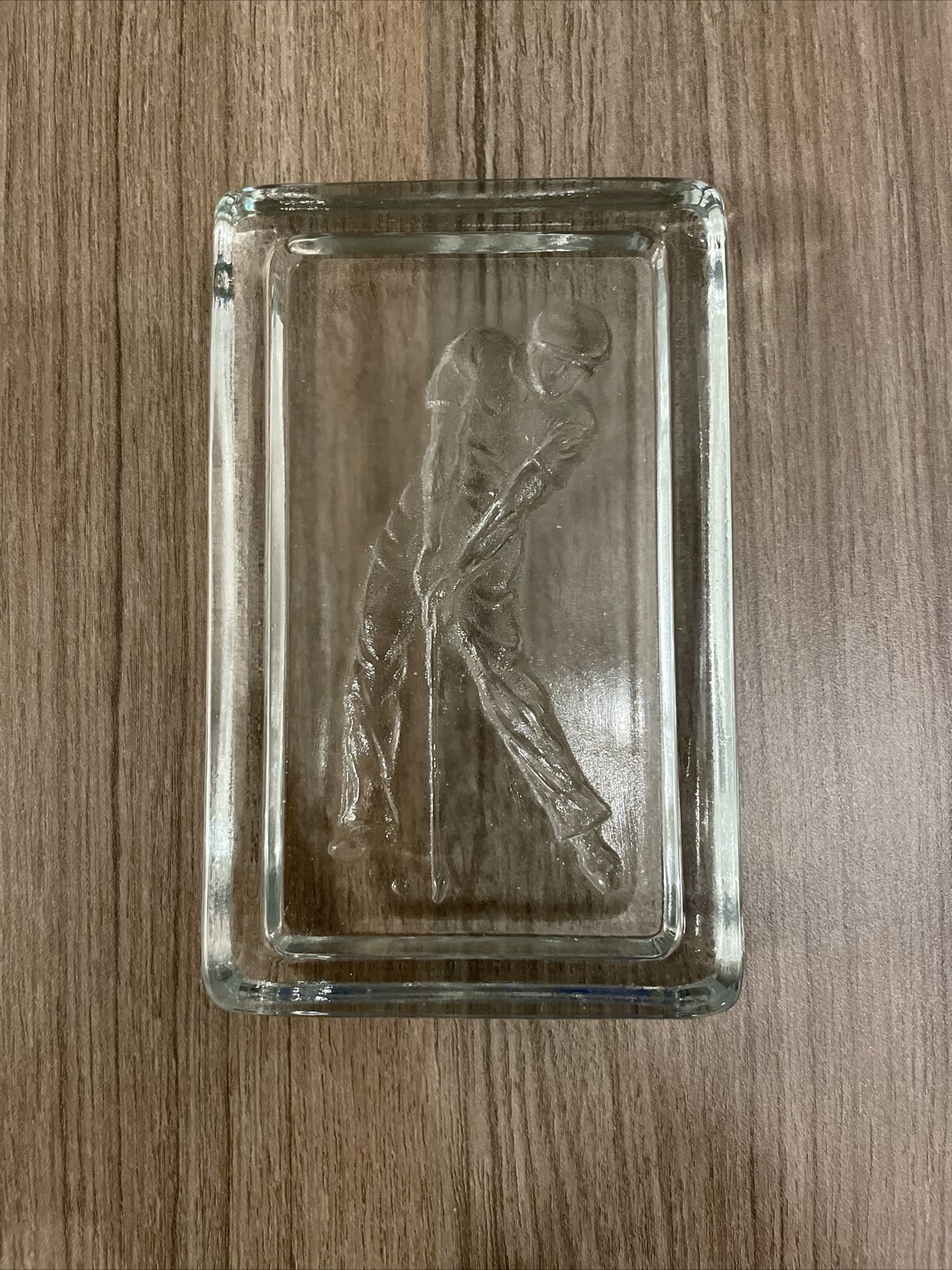 Golfer Paperweight Vintage Art Glass Golf Glass Box