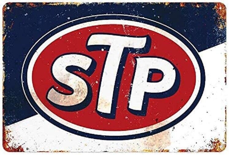  STP MOTOR OIL TIN SIGN THE RACERS EDGE SCIENTIFICALLY TREATED PETROLEUM ENGINE