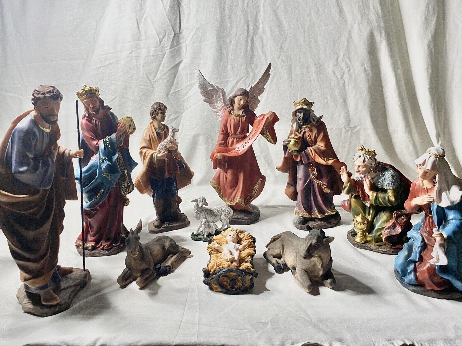 10” H Nativity Set 11 Pcs Resin Statue Holiday Christmas Decor