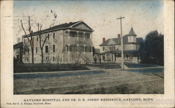 1908 Gaylord Hospital and Dr. D.N. Jones\' Residence,MN Sibley County Minnesota
