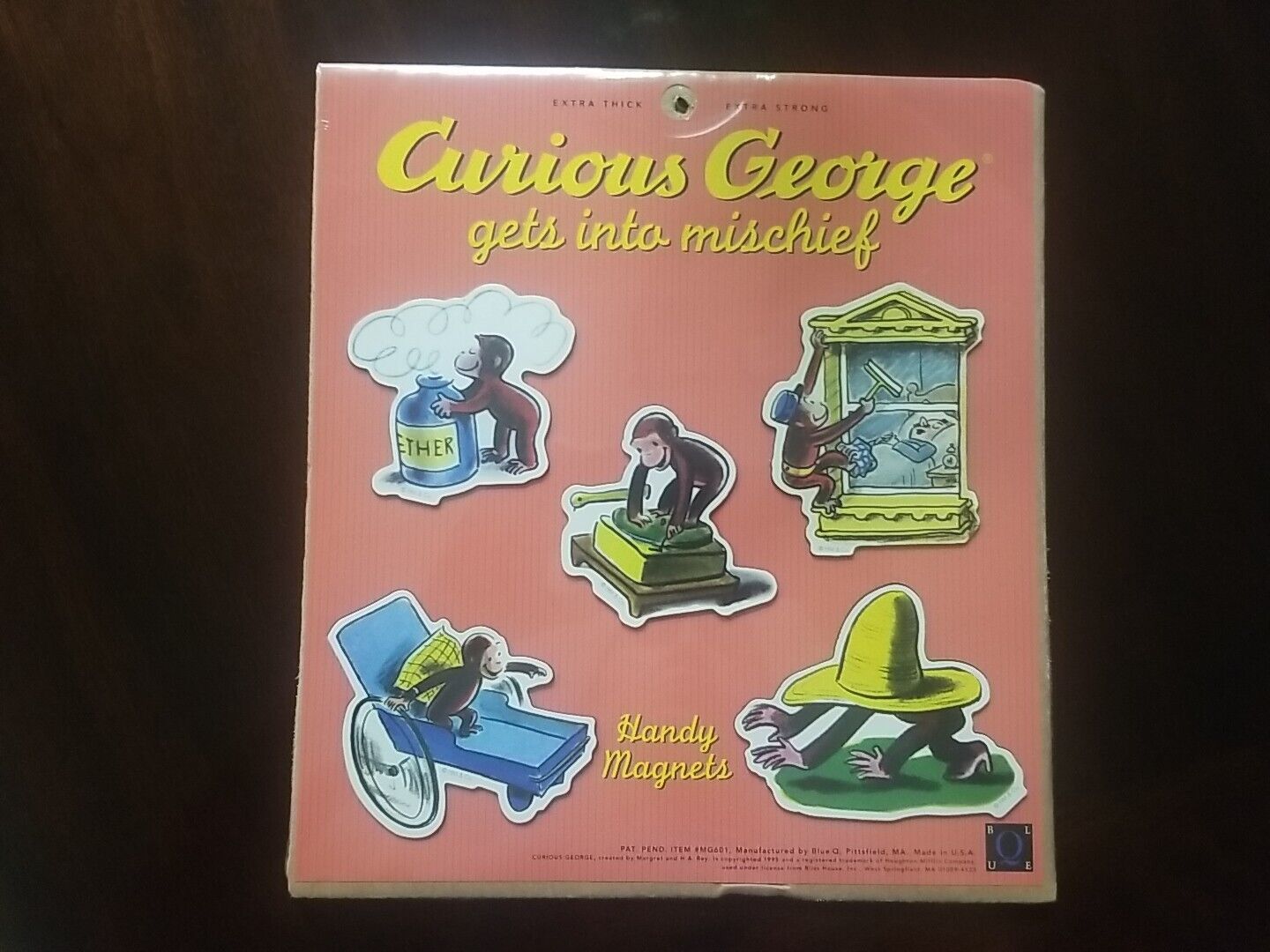 New. Rare.Vintage 1995 Curious George “Gets Into Mischief” Refridgerator Magnets