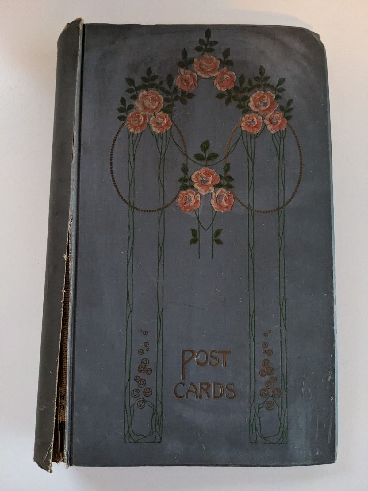 Vintage Empty Art Nouveau Postcard Scrapbook 15 x 8 Inches