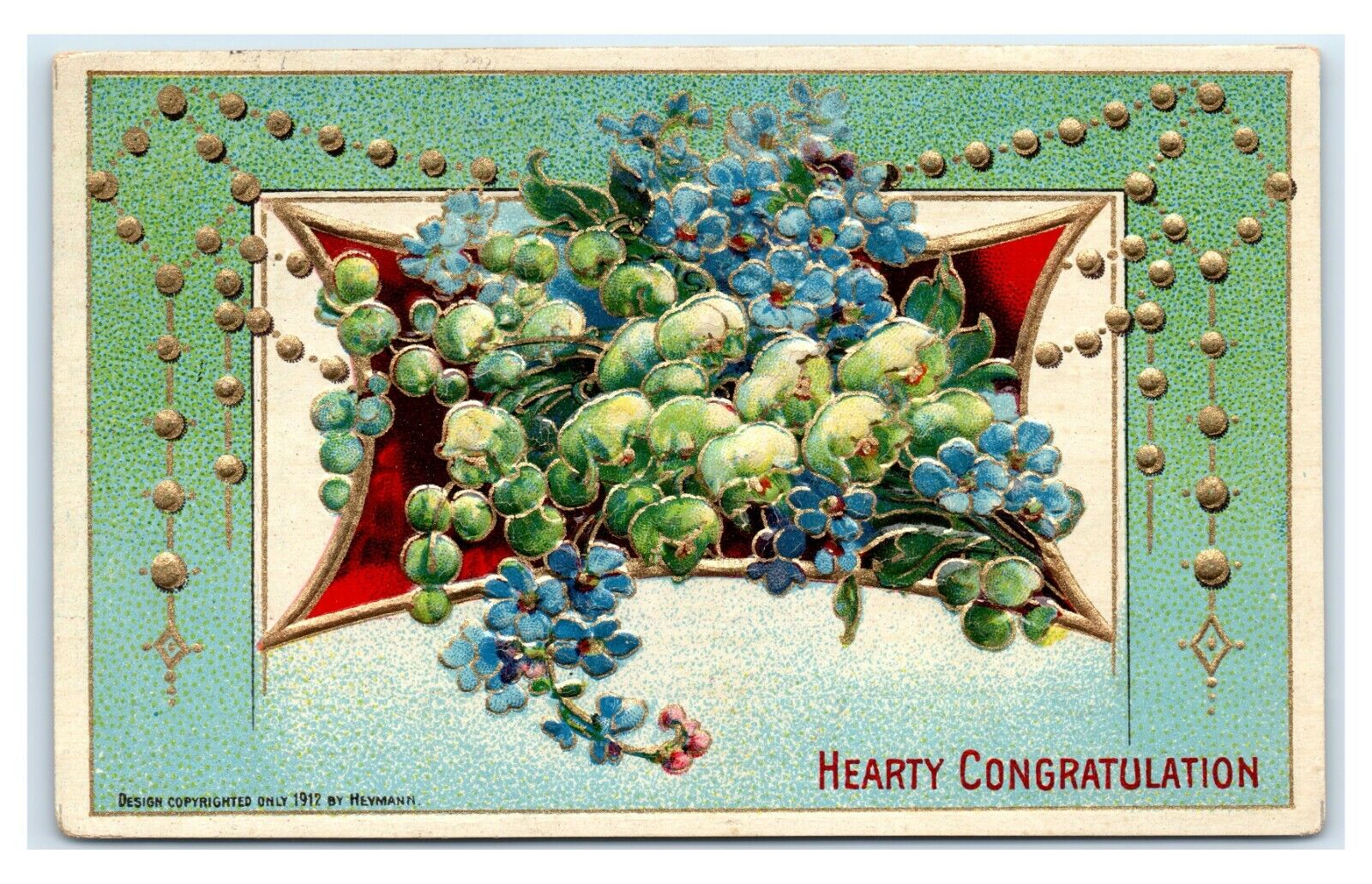 Postcard Hearty Congratulation embossed 1914 M50