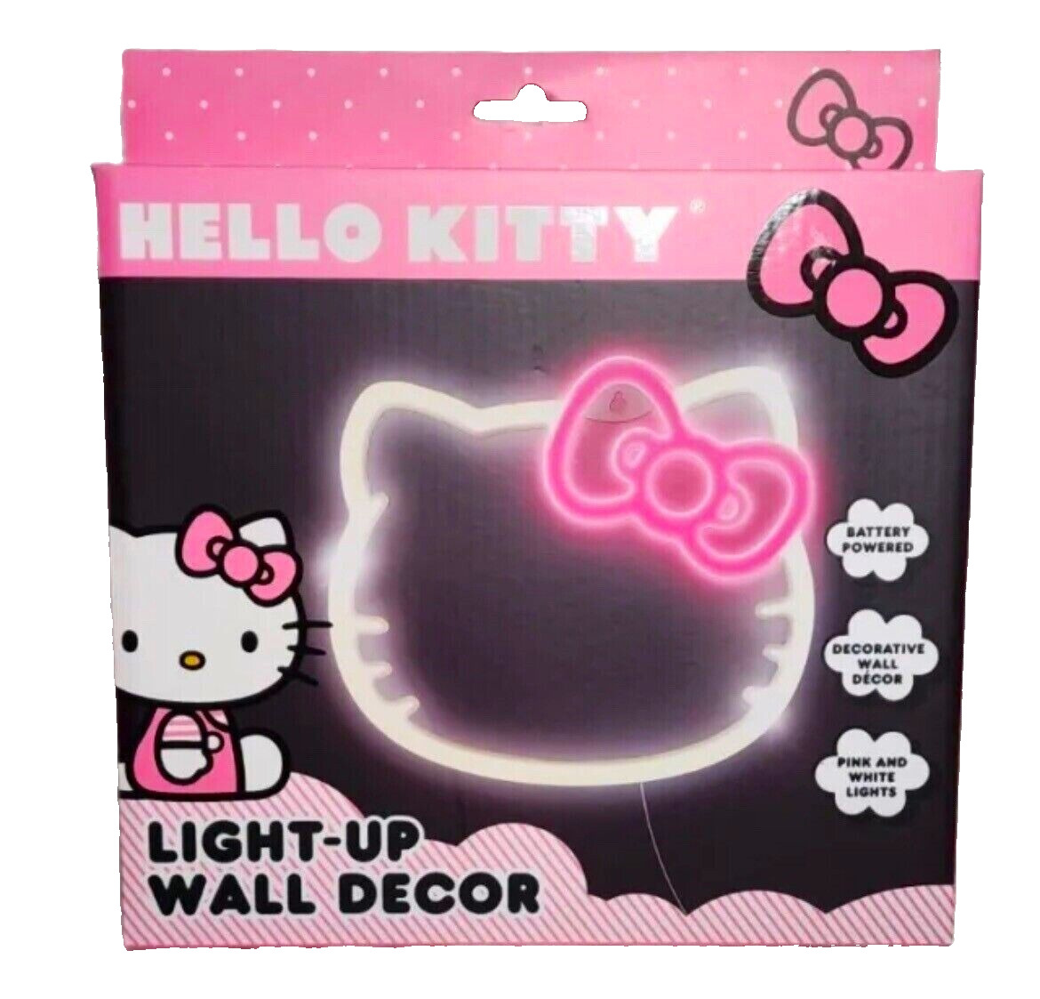 Hello Kitty Light Up Wall Decor Pink & White Lights Battery Powered NIB NEW