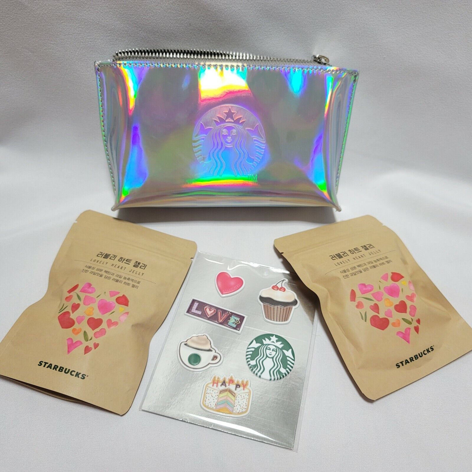 Starbucks Korea 2021 Lovely Heart Jelly Aurora Clutch