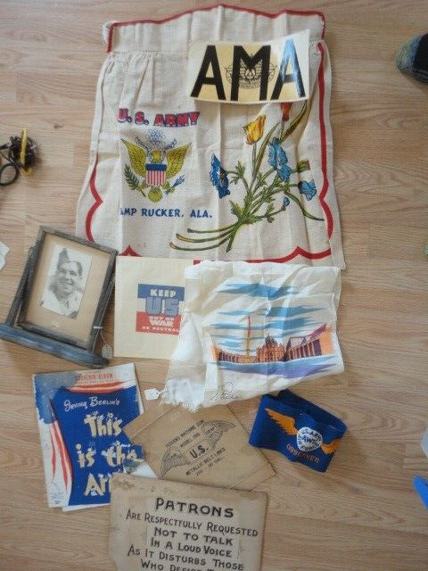 Interesting WW2 home front items, sign, apron, photo, etc