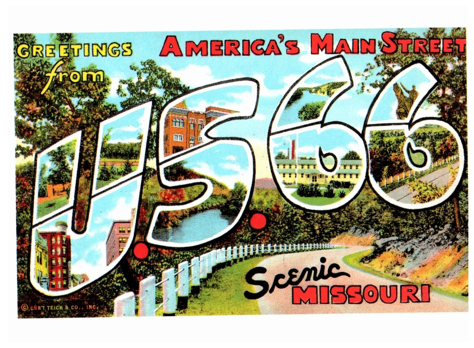 Large Letter Card Greetings from Scenic Missouri,  Advertising Postcard MO Repro