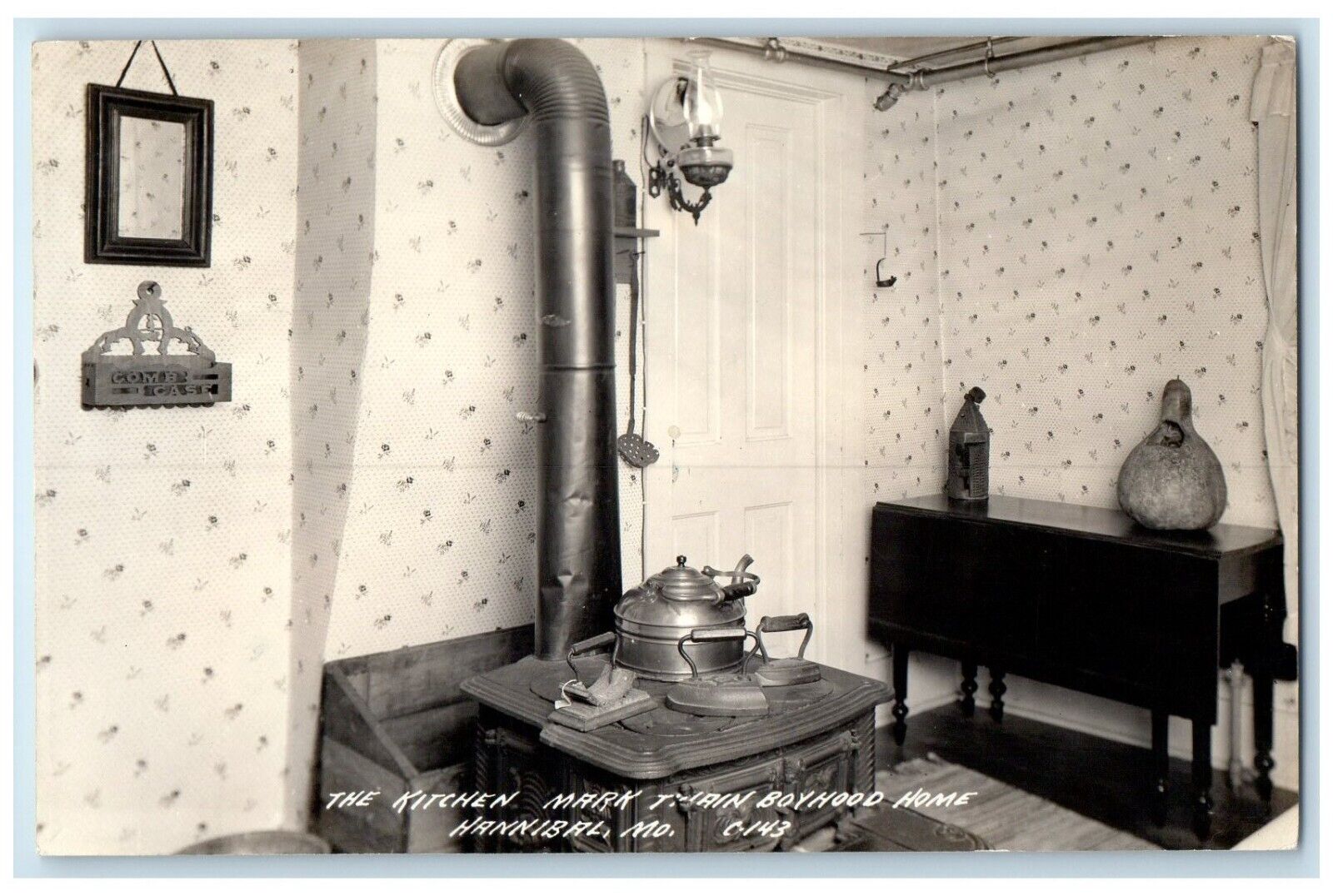 1939 The Kitchen Mark Twain Boywood Home Hannibal MO RPPC Photo Vintage Postcard