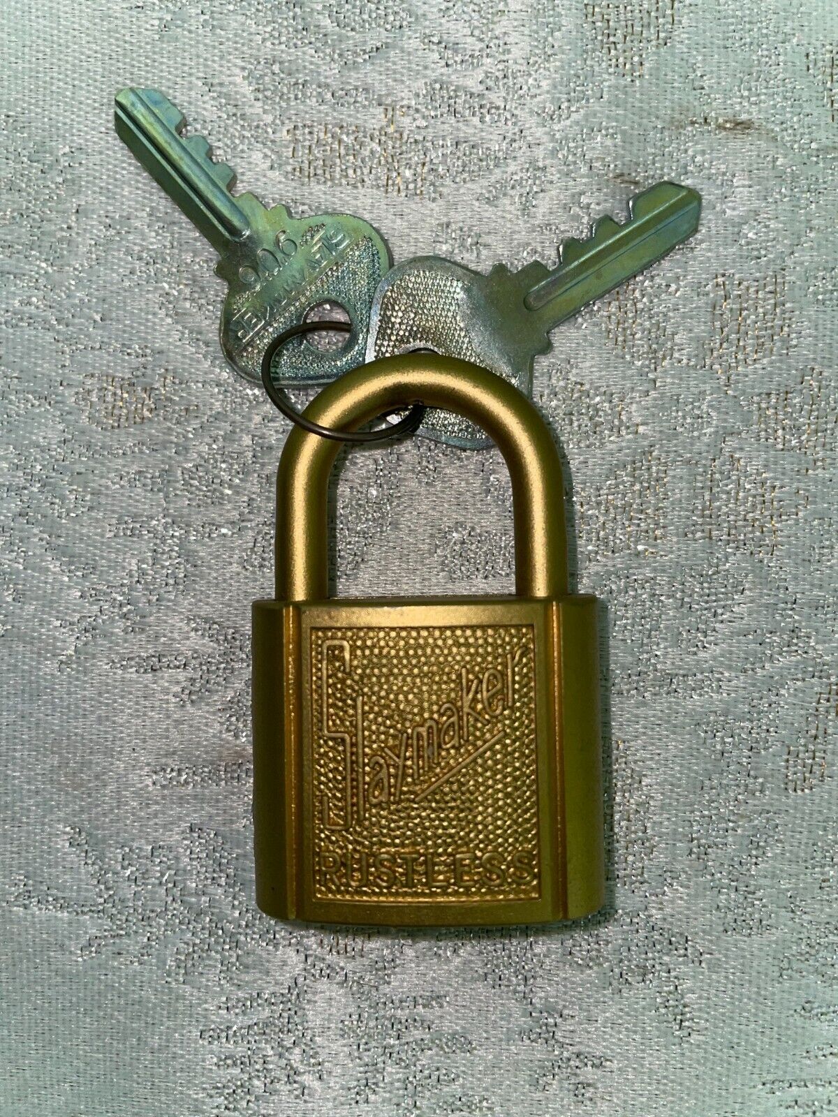 VINTAGE Slaymaker Rustless Brass Padlock Lock with 2 Keys 2 1/4\