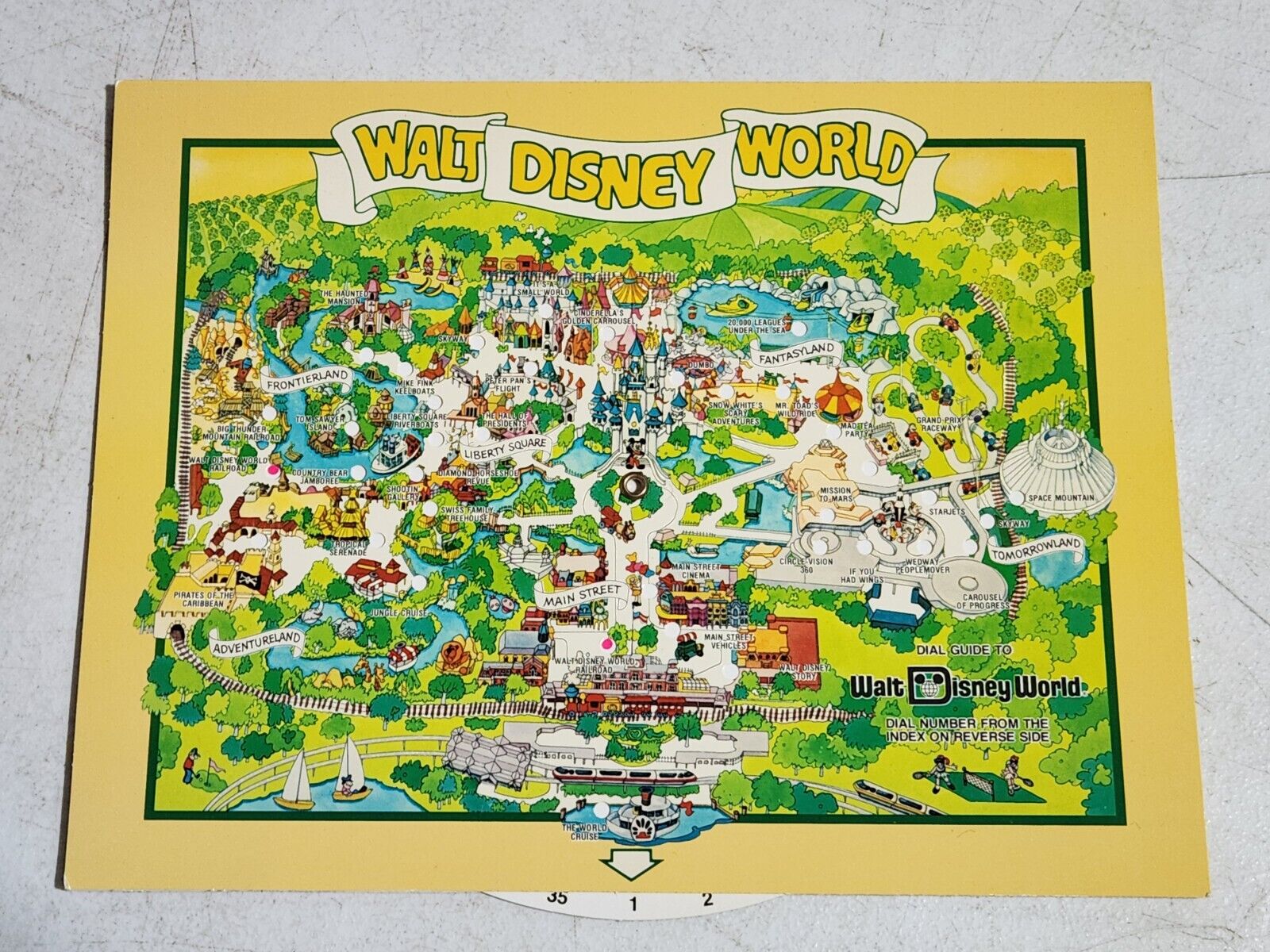Vintage Walt Disney World Magic Kingdom Dial Guide Map 1980 RARE ~NICE~