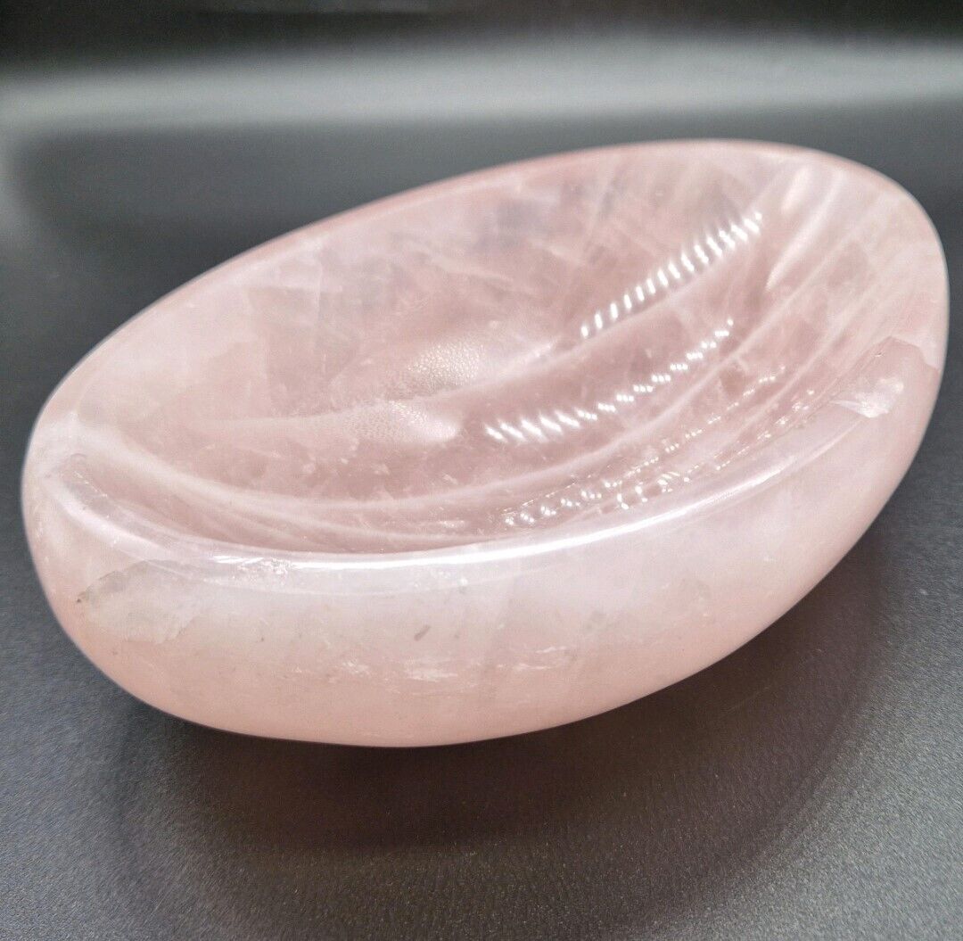 Natural High Quality Rose Quartz Crystal Bowl Carving Healing Chakra 1495g