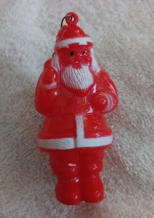 Vintage Santa Claus Hard Plastic Christmas Ornament 3.25\