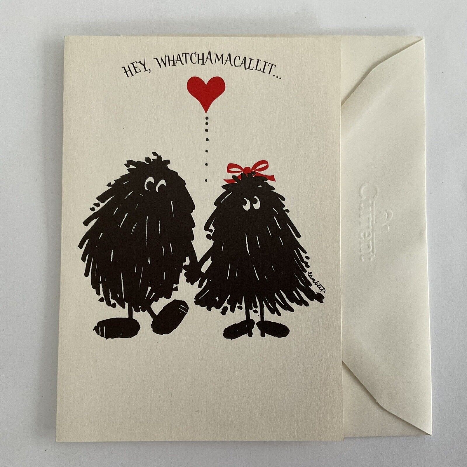 Vintage Hallmark Valentine card~1950s?~hairy couple~Thingamajigs 89BV 6-1F