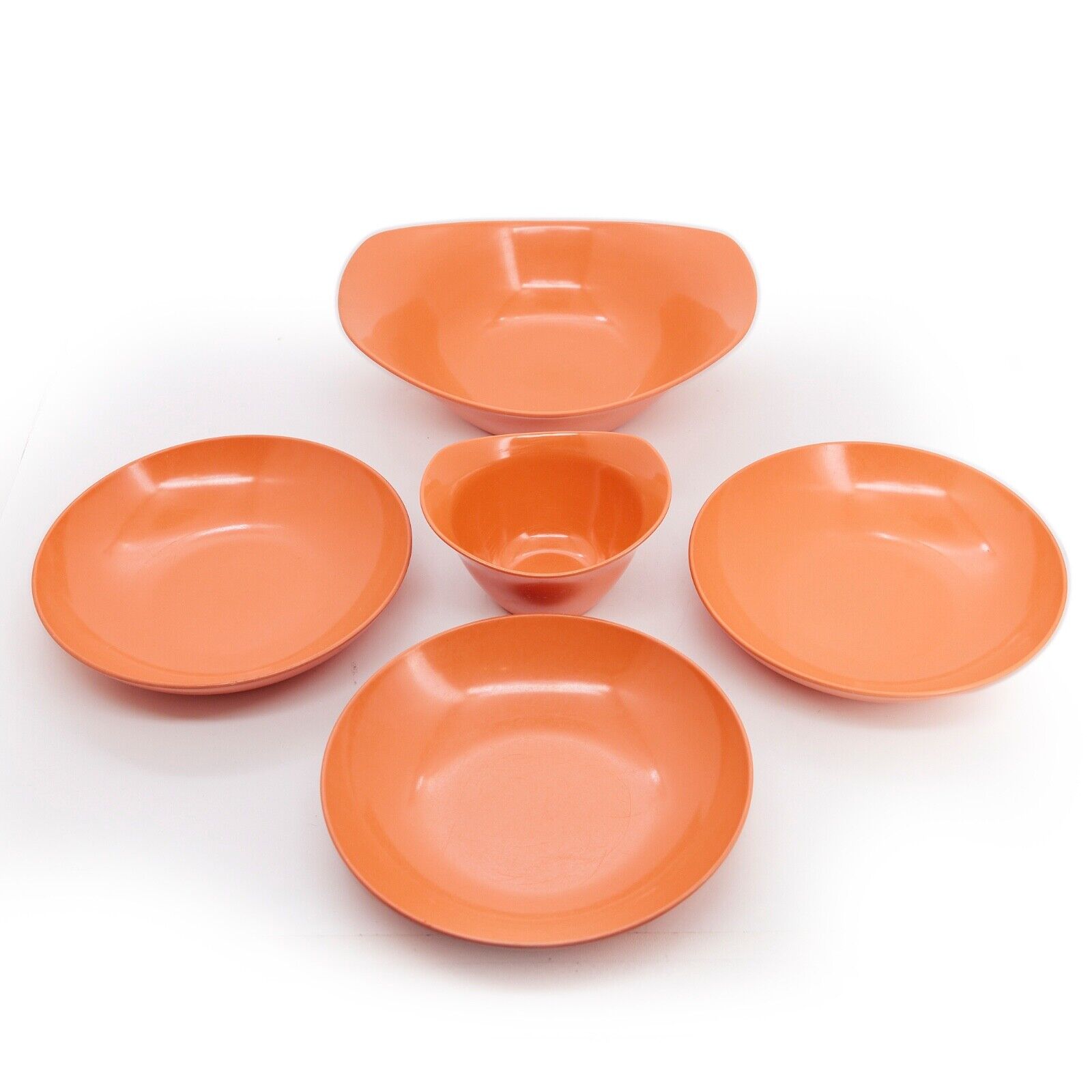 ONEIDA PREMIER VINTAGE 5 Pc LOT  Orange Melmac Melamine Dish Bowls Saddle MCM