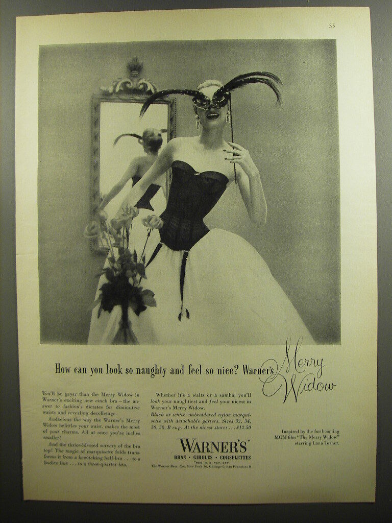 1952 Warner\'s Merry Widow Girdle Ad - How can you look so naughty feel so nice