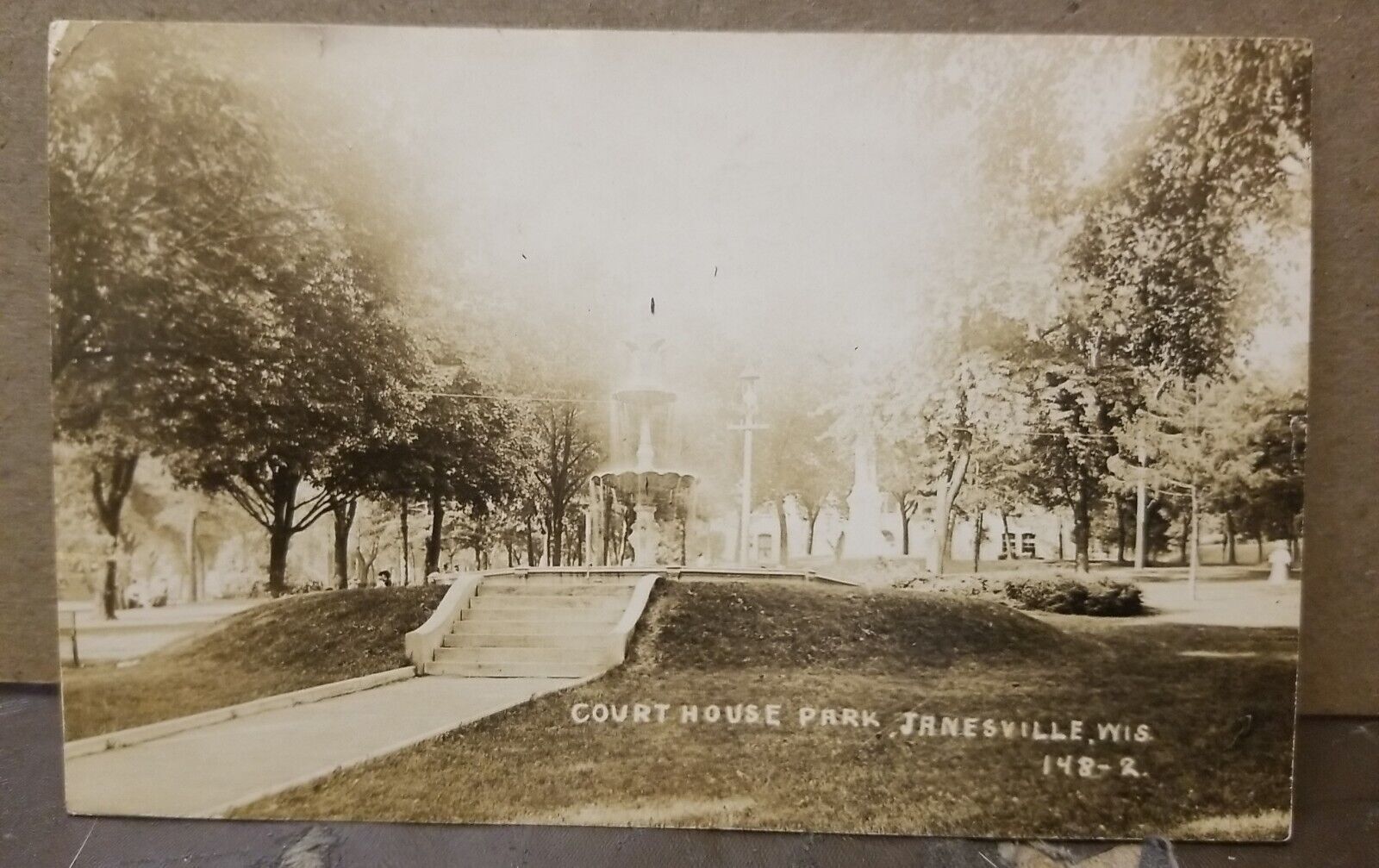 1909 COURT HOUSE PARK JANESVILLE  WI Wisconsin RPPC USED 