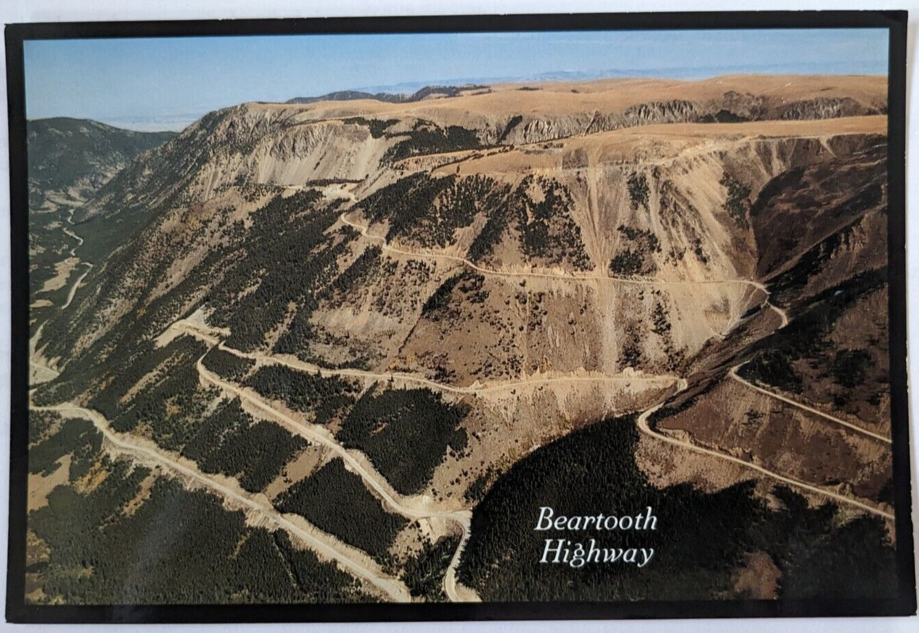 MT- Montana Beartooth Highway US 212 Switchbacks Aerial View Vintage Postcard