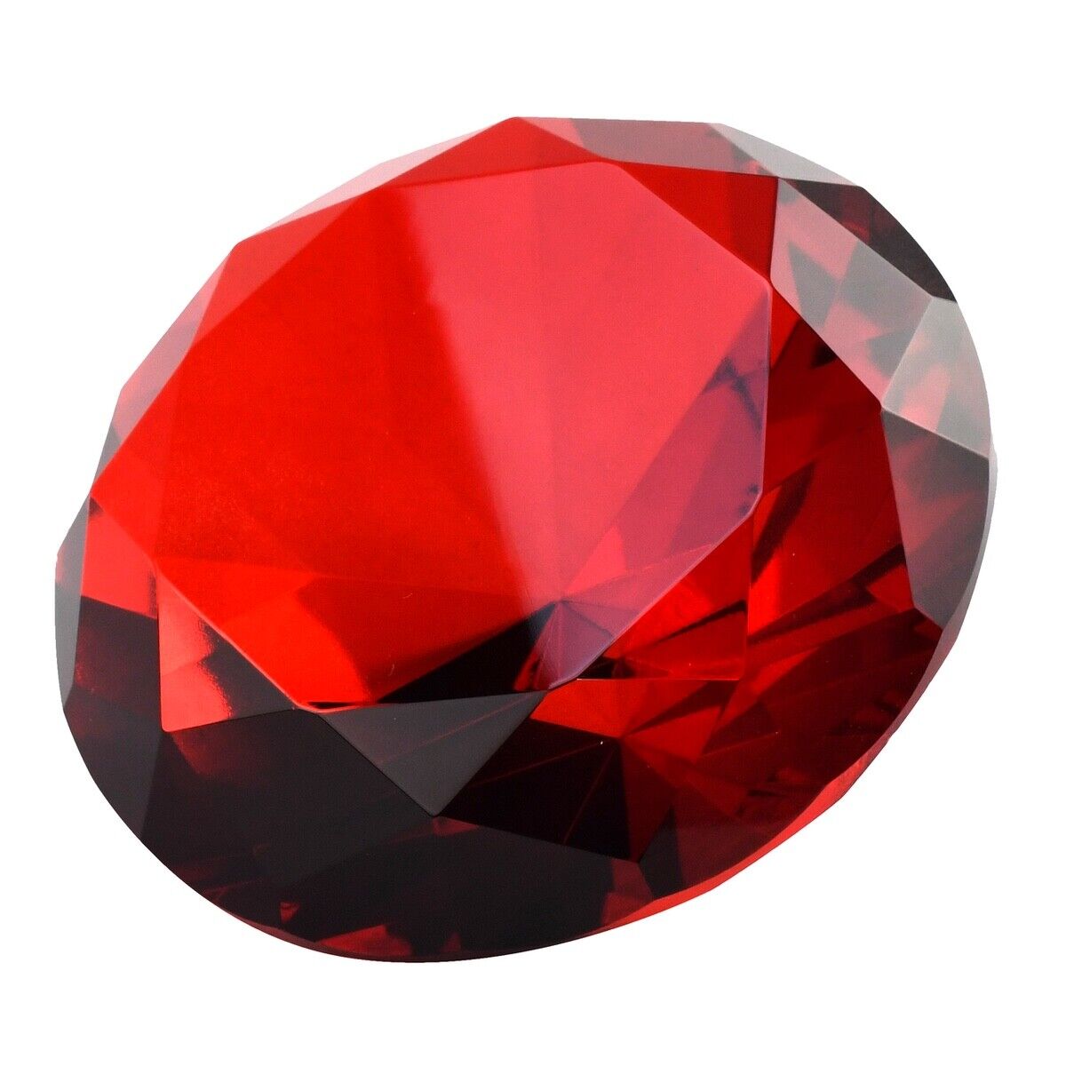 Big 100mm Deep Ruby Red 100 mm Cut Glass Crystal Giant Diamond Jewel Paperweight