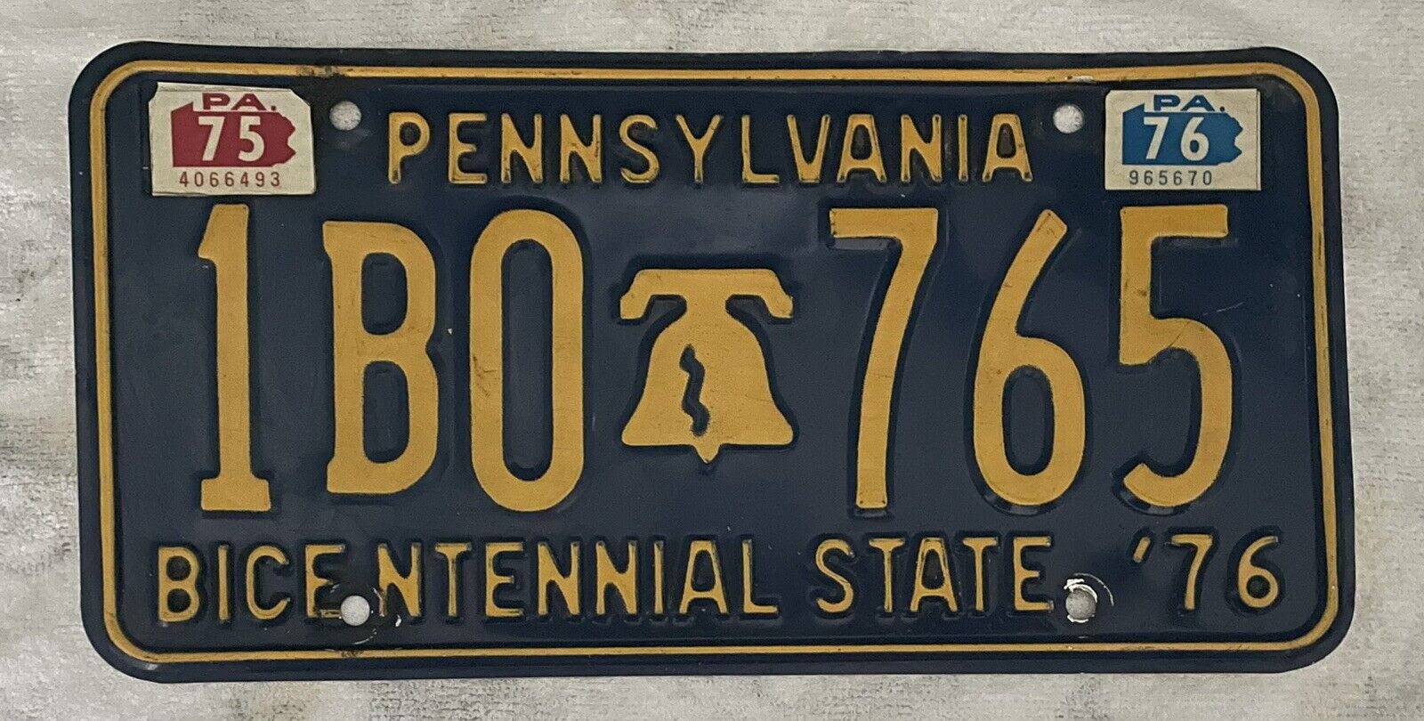 Vintage Pennsylvania PA Bicentennial State \'76 License Plate w/ 1975 & 1976 Tags