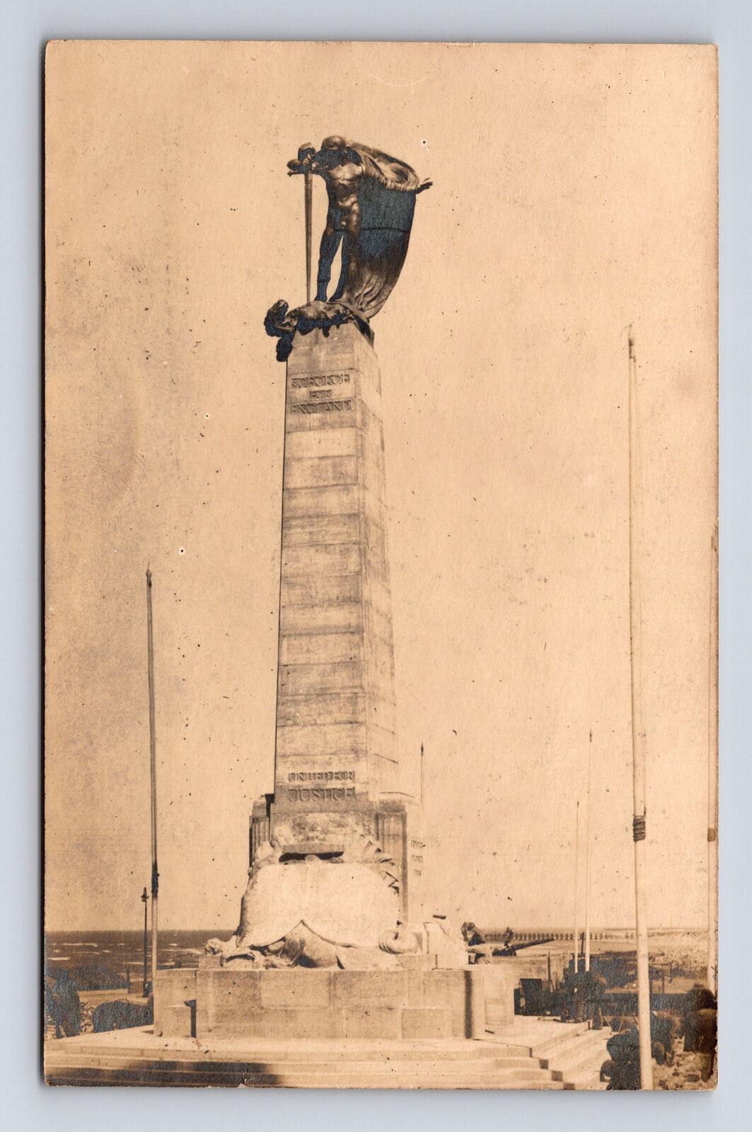 RPPC St. George Memorial Demolished by German WWII Forces Zeebrugge Postcard