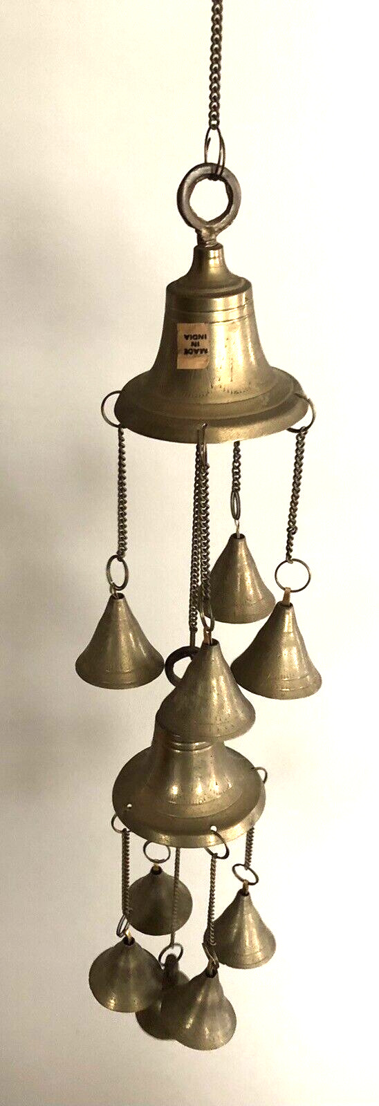 Scarce Vintage India Brass Bells Chimes Chandelier Style