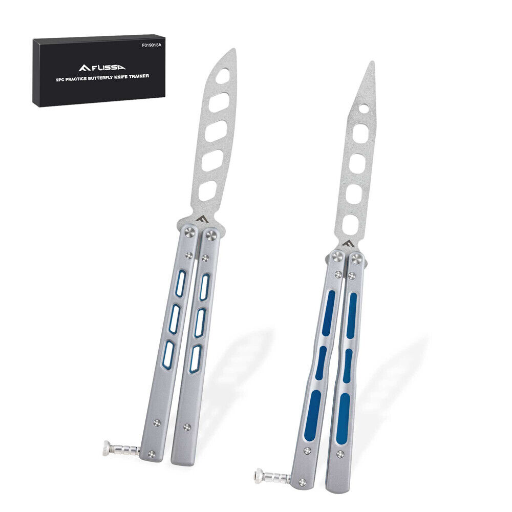 FLISSA 2PCS Butterfly Balisong Trainer Practice Alu Handle No Offensive Blade