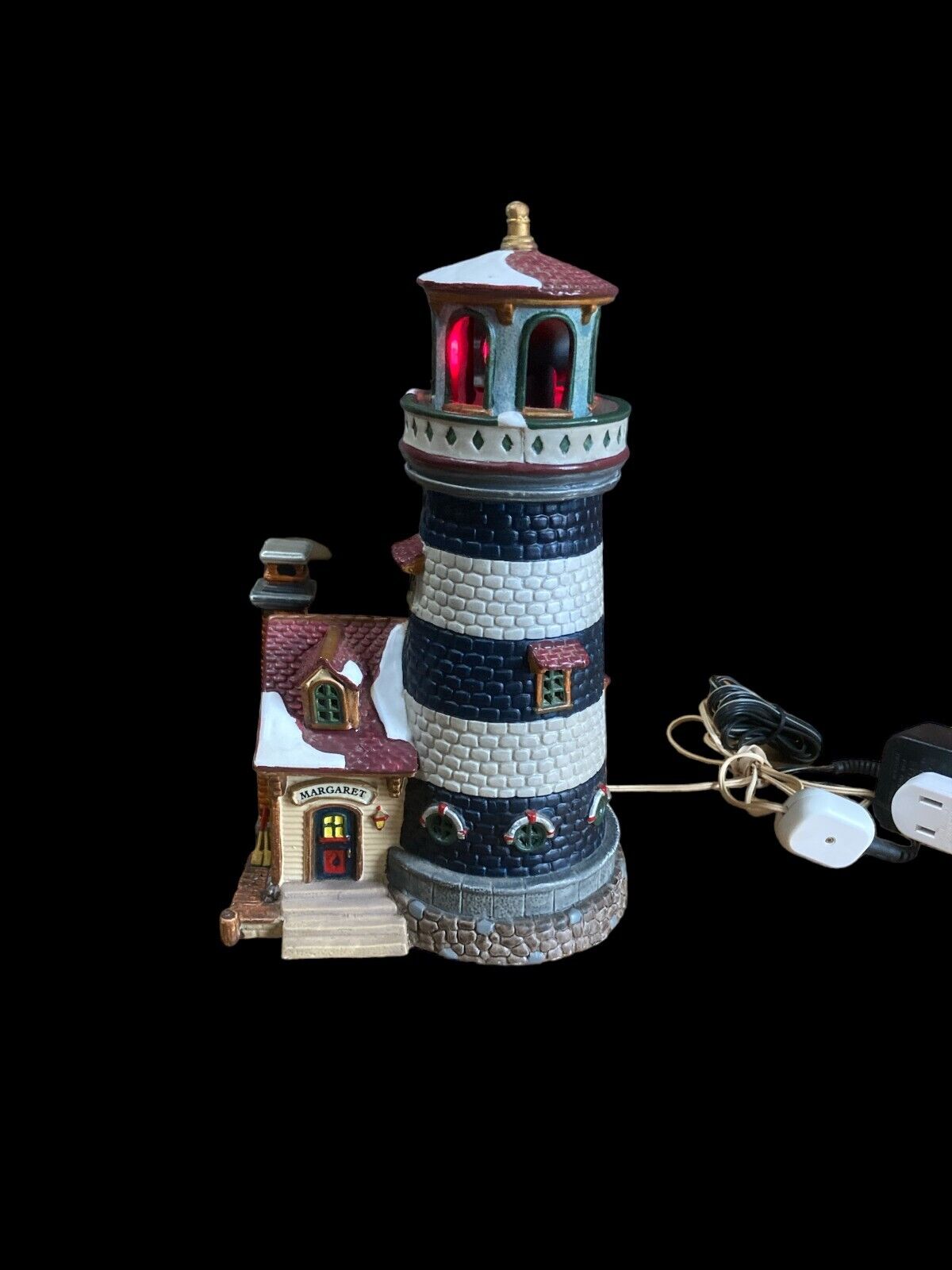 VINTAGE Lemax Lighthouse w Beacon Plymouth Corners Margaret Christmas (2000)