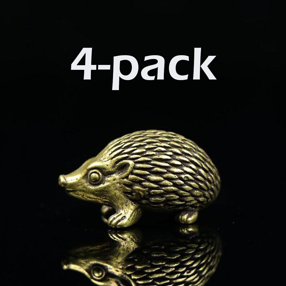 4-pack Brass Hedgehog Figurine Small Hedgehog Statue Ornaments Animal Figurines