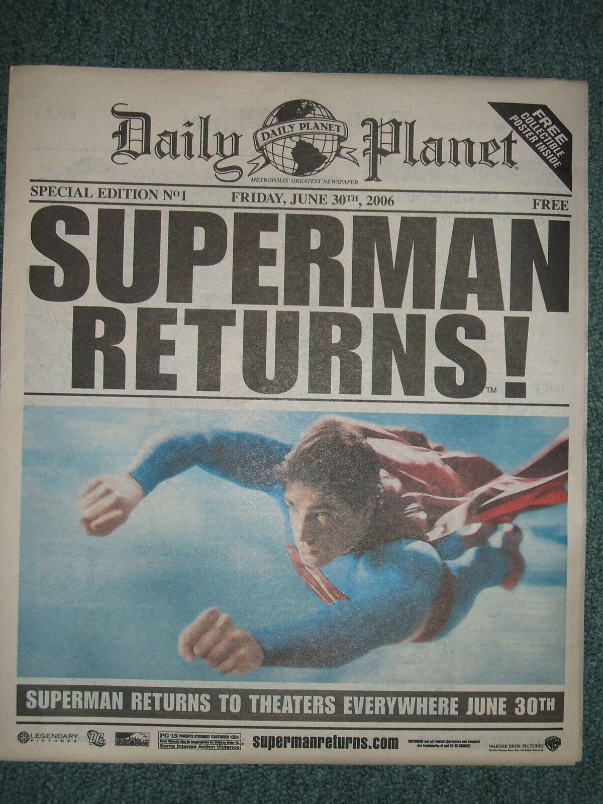 SUPERMAN RETURNS DAILY PLANET PROMO PROP NEWSPAPER LIMITED EDITION