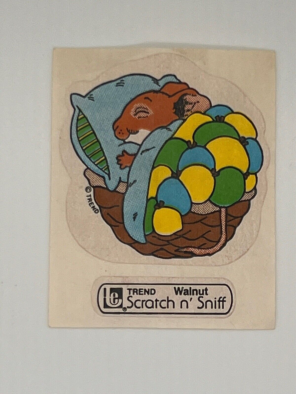 Vintage 1980s  Walnut Scratch N Sniff Sticker HTF