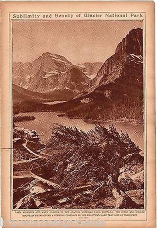 Glacier National Park Montana Landscape Antique 1920s News Photo Poster Print