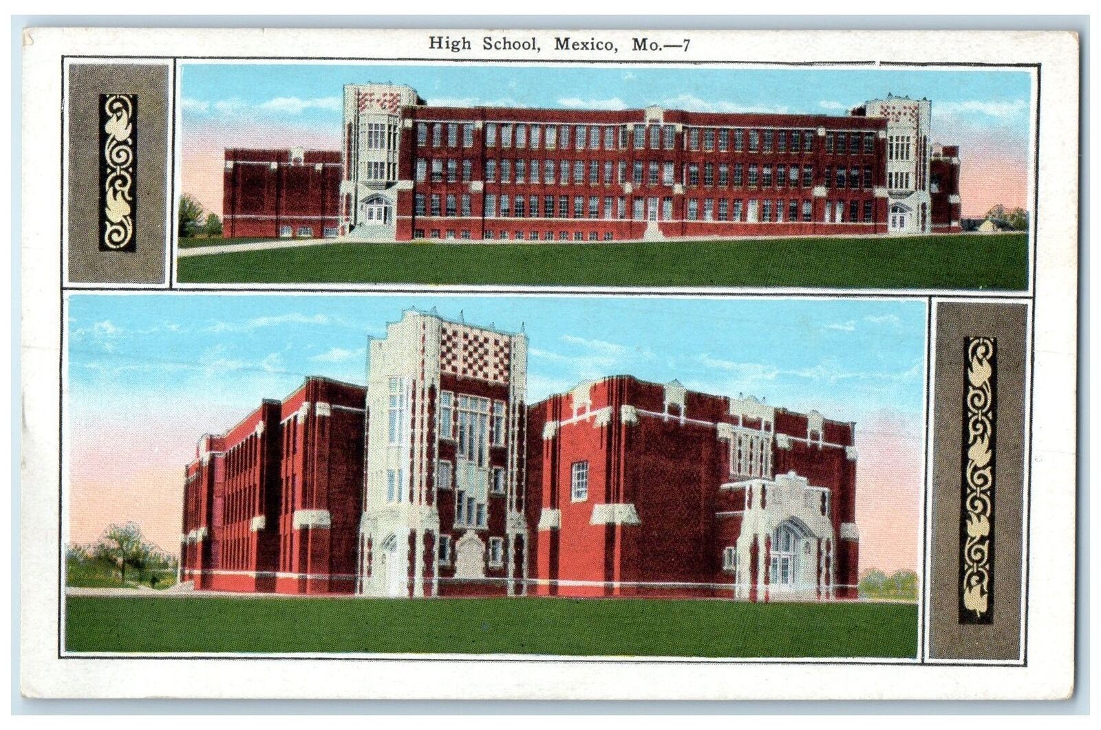 c1920\'s High School Campus Building Multiple View Mexico Missouri MO Postcard