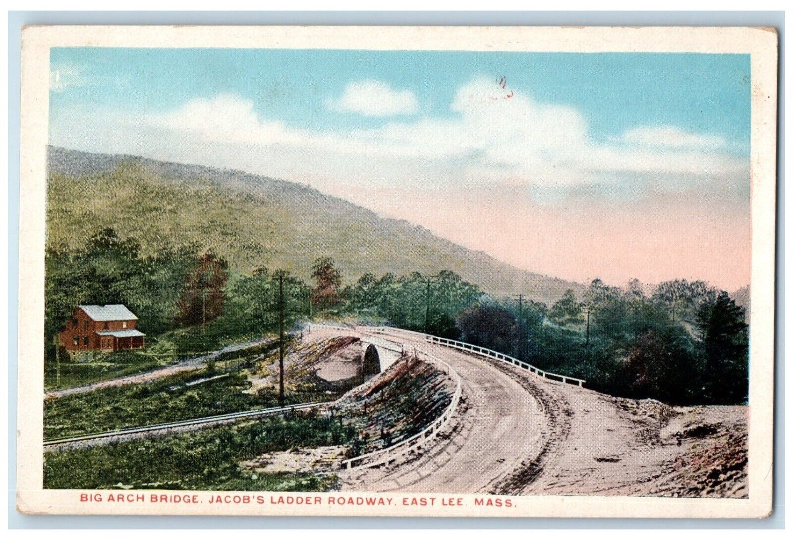 1910 Big Arch Bridge Jacob Ladder Roadway Tunnel East Lee Massachusetts Postcard
