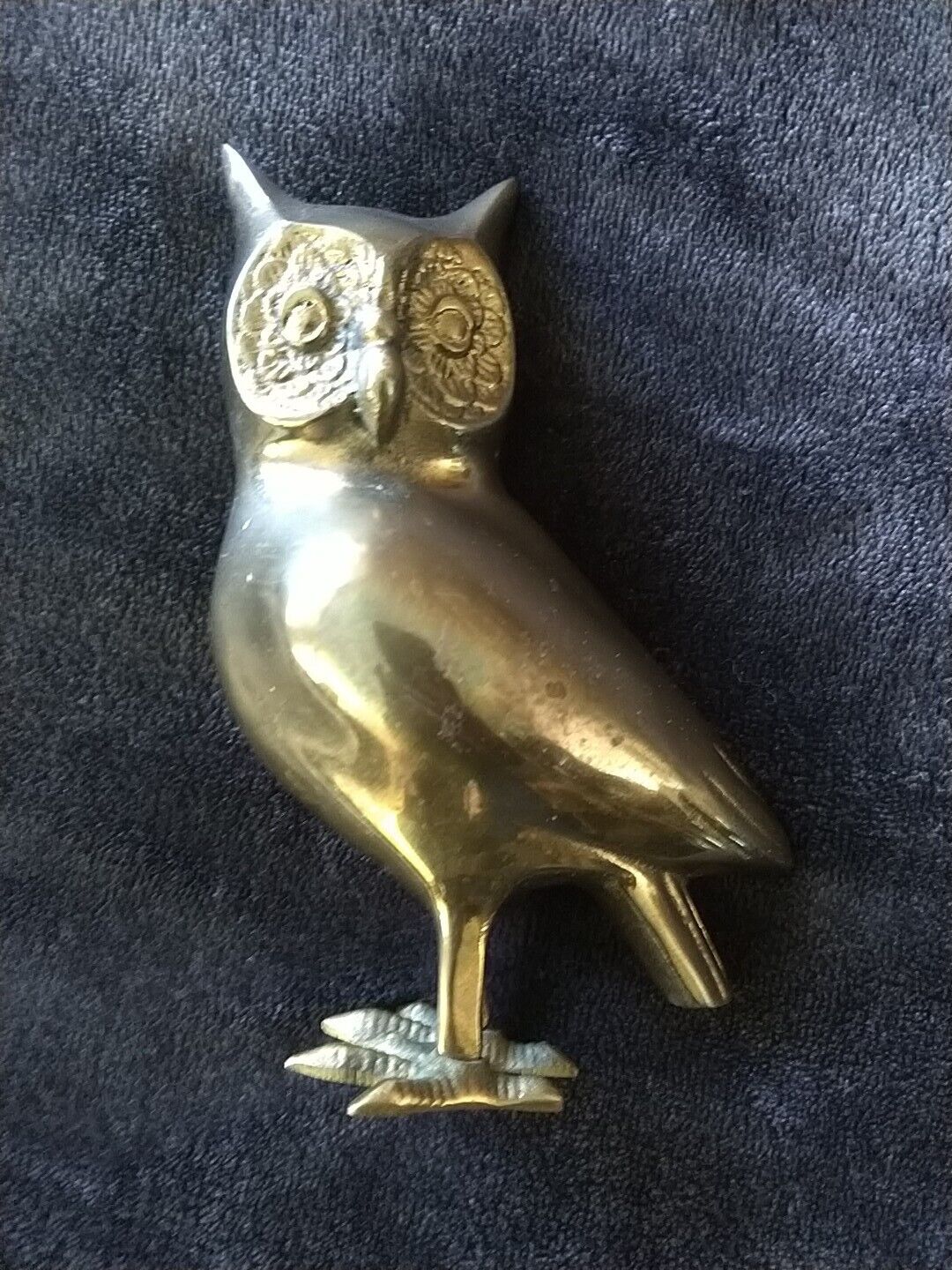 Vintage MCM Brass Owl Bird Figure Statue 7\