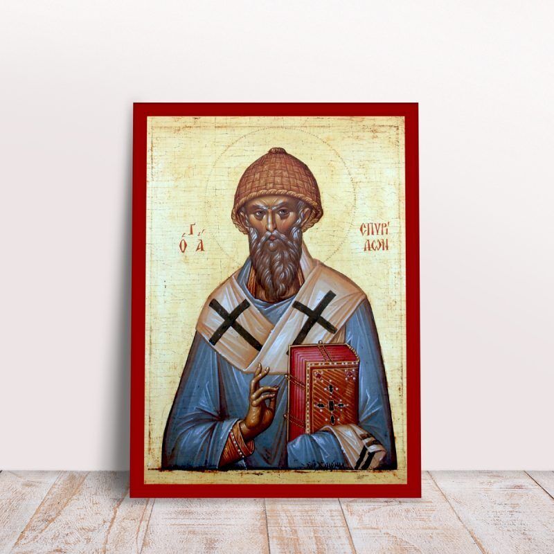 Saint Spyridon Greek byzantine orthodox icon handmade