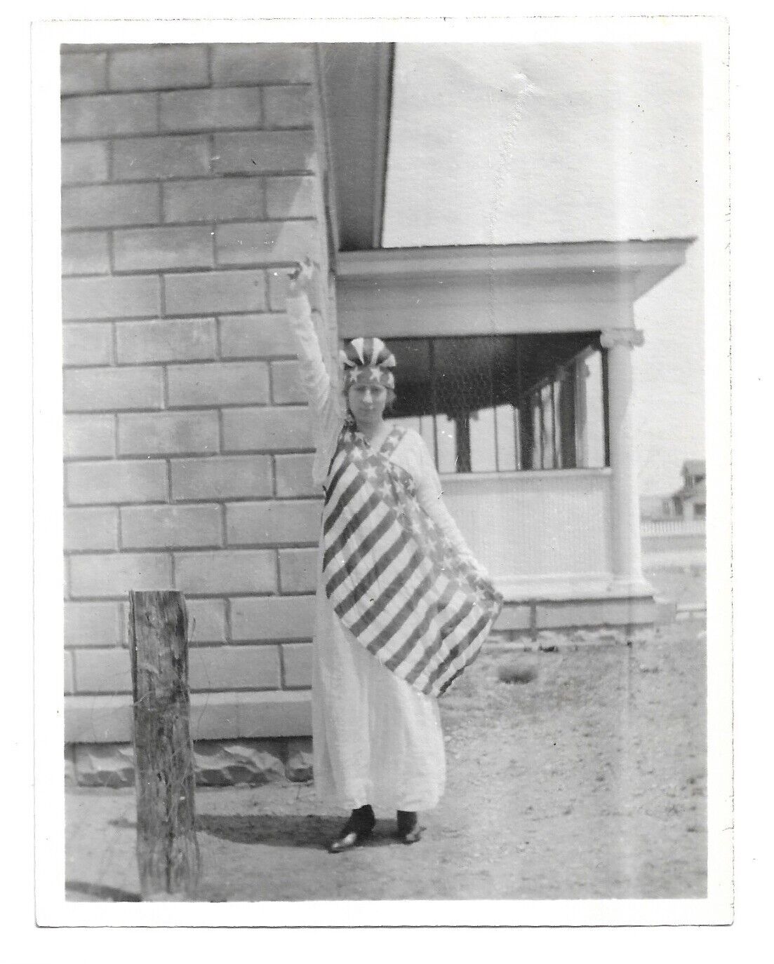 Patriotic Lady Statue Of Liberty Costume, Vintage Snapshot Photo