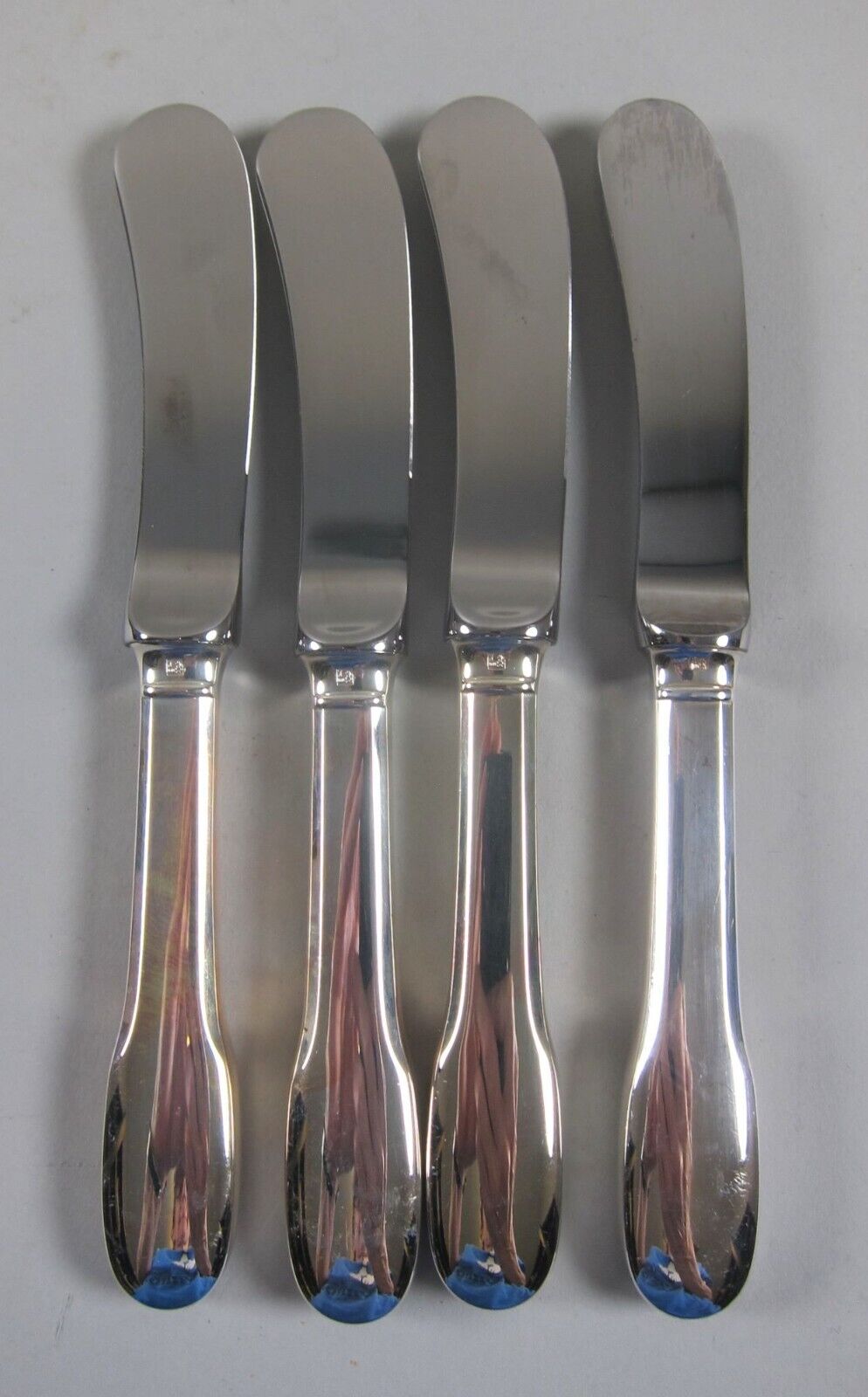 Christofle CLUNY Silver Plate Hollow Handle Butter Spreaders  Lot of 4