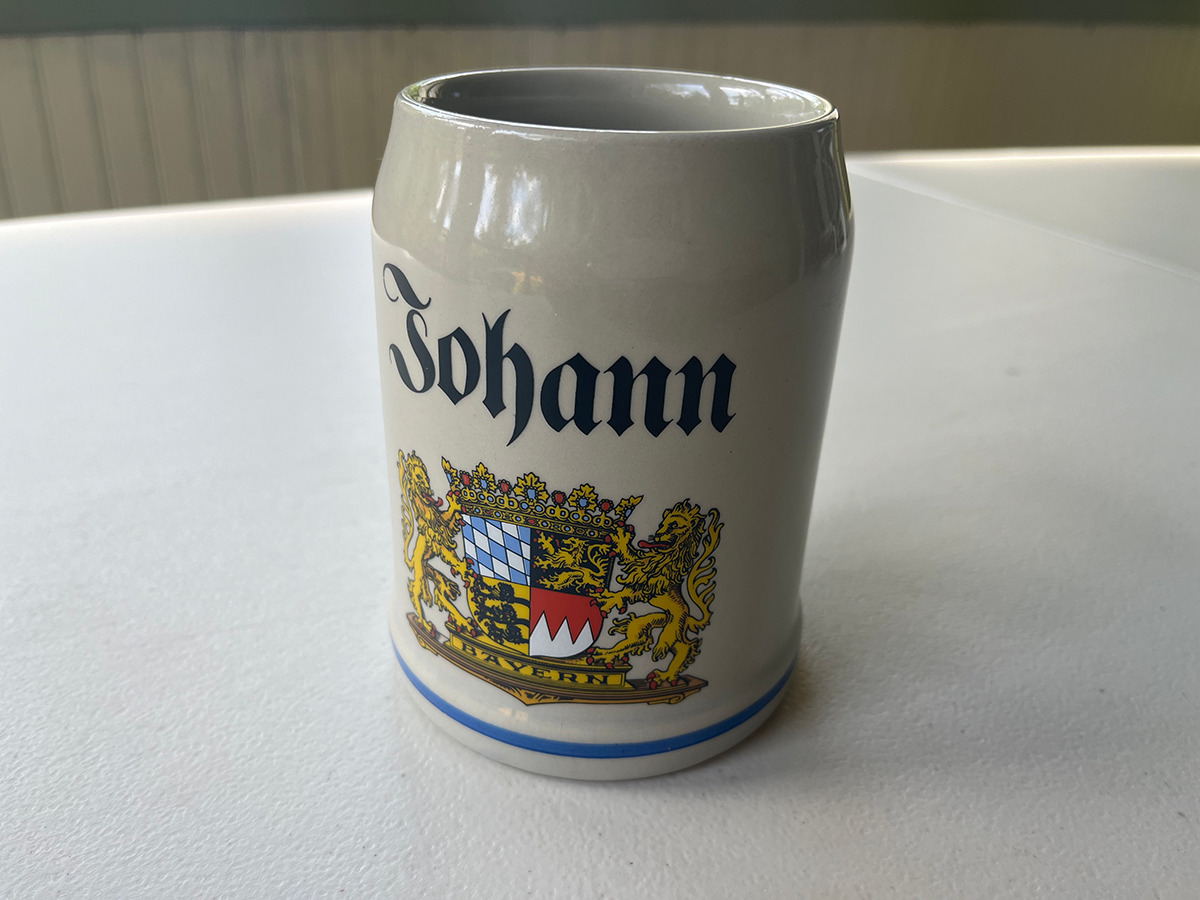 Vintage German Ceramic Beer Stein 0.5L Johann Bayern Crest Coat of Arms Bavaria