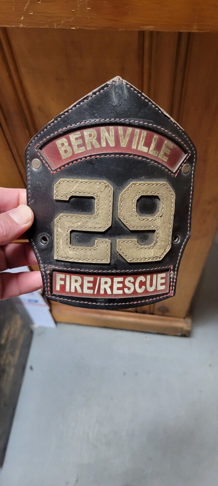 Old Vintage Obsolete Antique Bernville PA Fire Rescue Hat Badge Helmet Shield