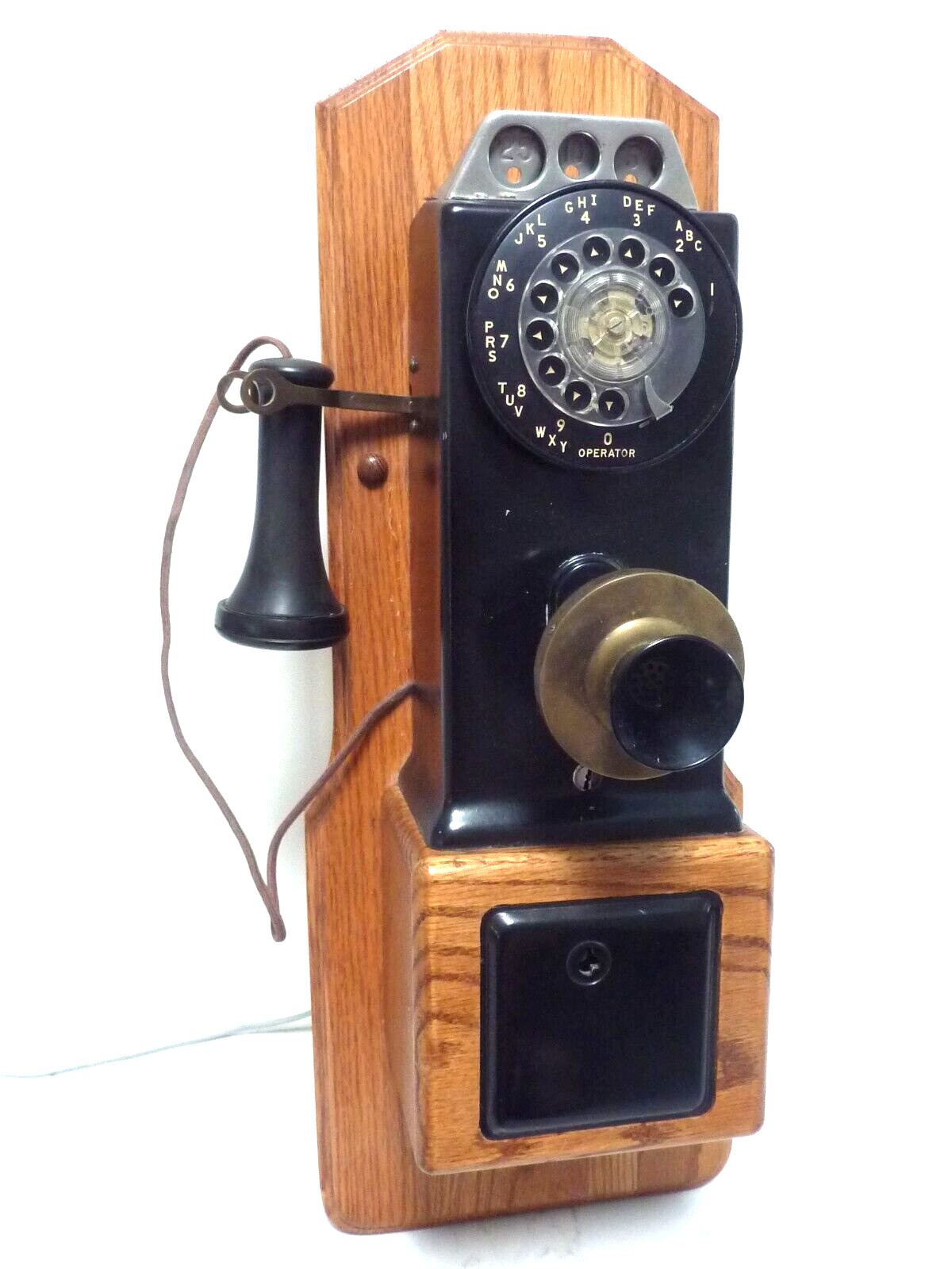 Vintage 1940\'s Automatic Electric 3-Slot Coin Pay Wall Telephone from the 1970\'s