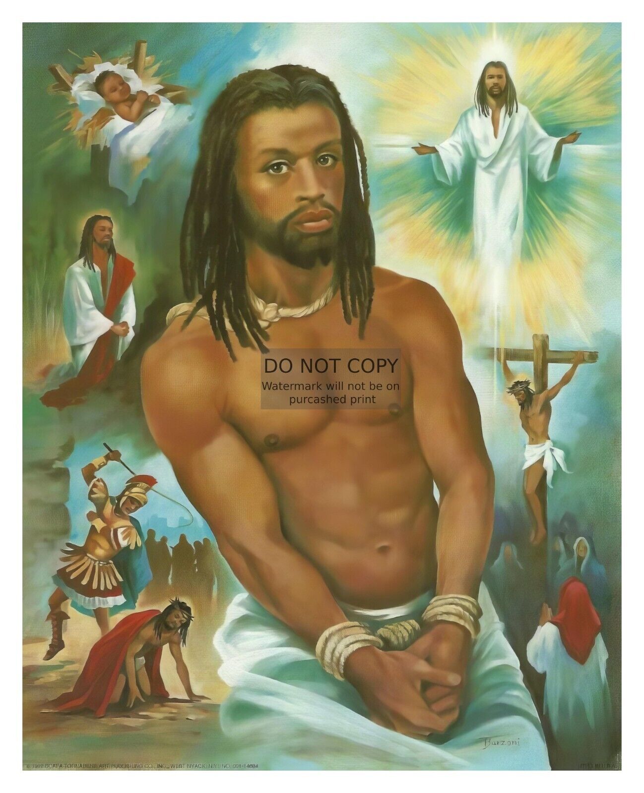 BLACK AFRICAN AMERICAN JESUS DEPICTING HIS LIFE 8X10 PHOTO