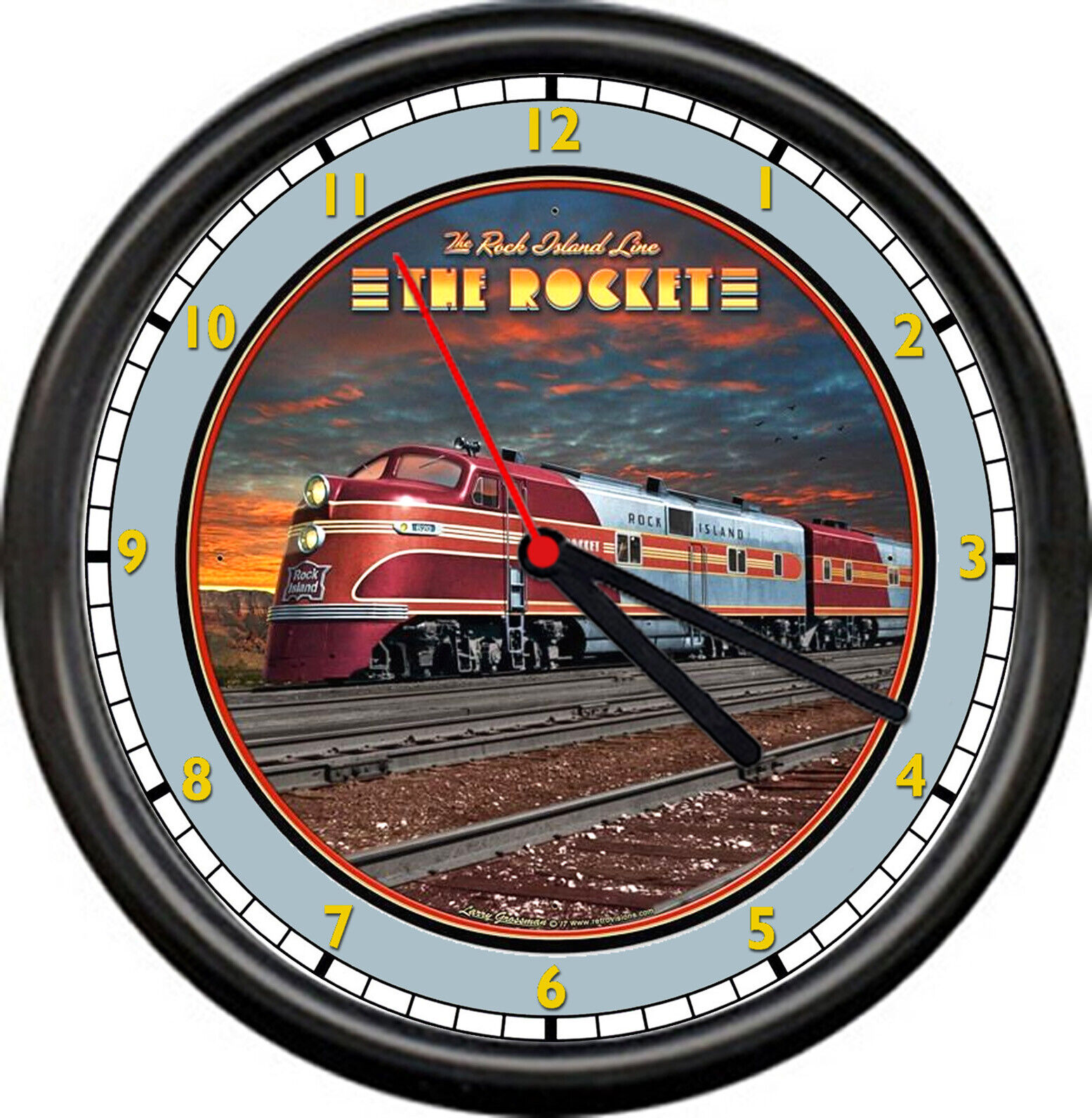 Rock Island Rocket Railway Railroad  Train Car Conductor Chicago Sign Wall Clock