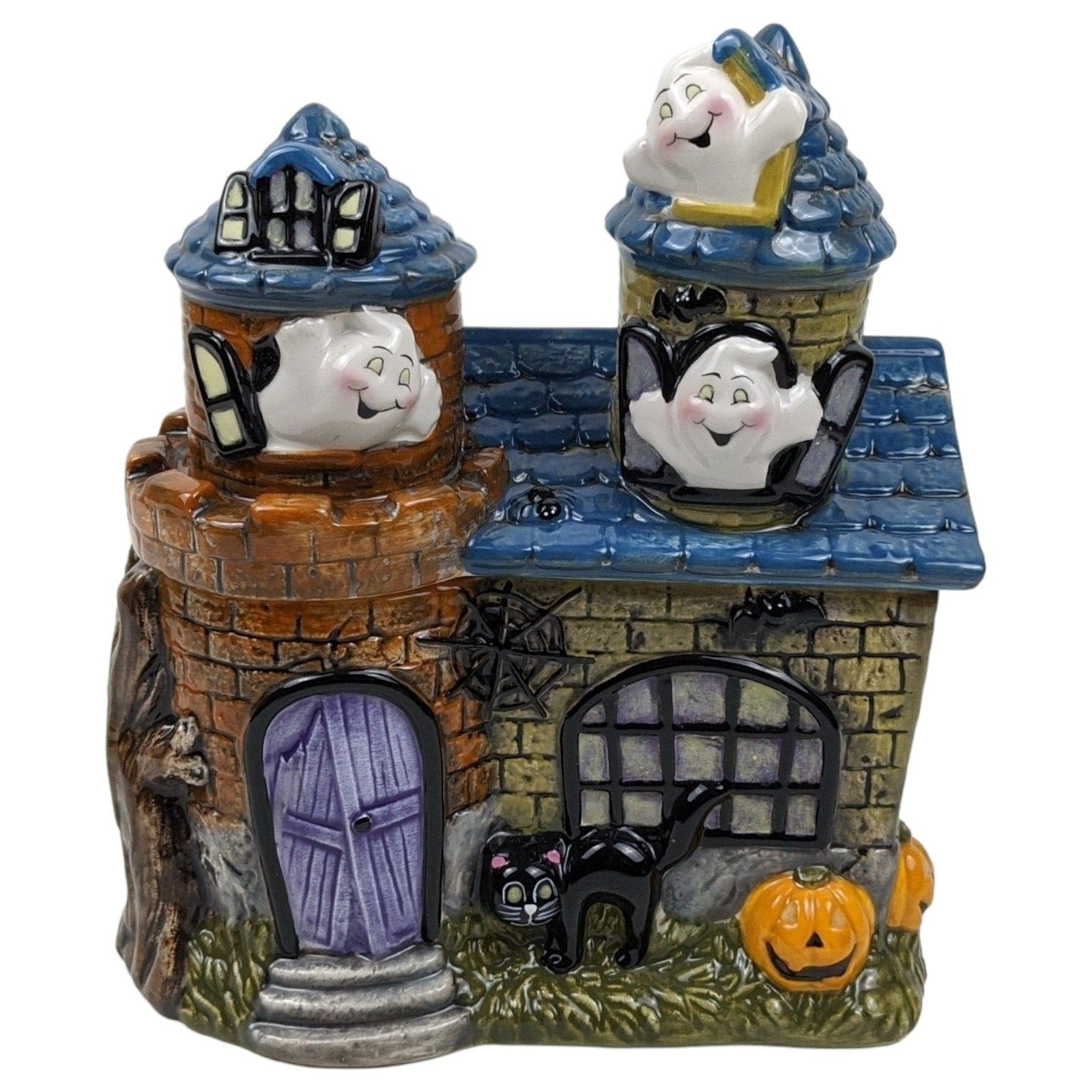 VTG David\'s Haunted House Cookie Jar Halloween Ghost Witch Pumpkin Cat ~ RARE