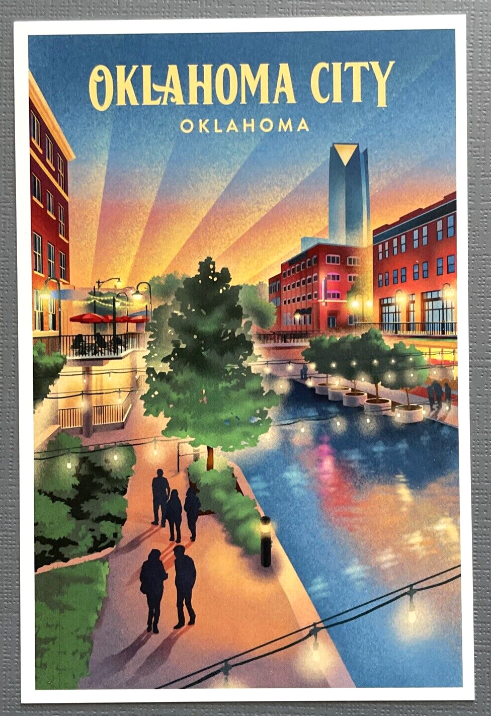 Oklahoma City, Oklahoma - River walk - Lantern Press Postcard